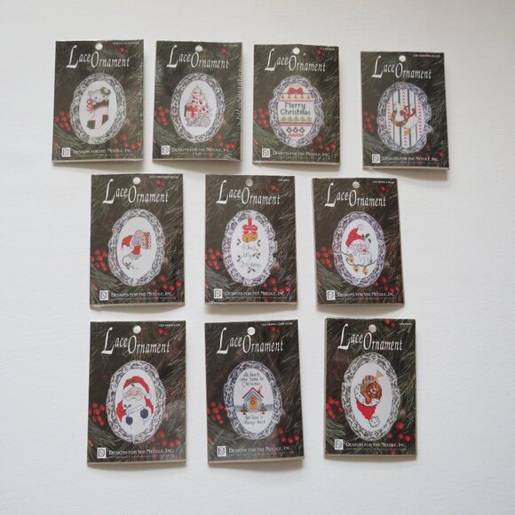 Christmas Lace Ornaments Designs for the Needle Lot of 10 Needlepoint Vint Kits - Picture 1 of 10